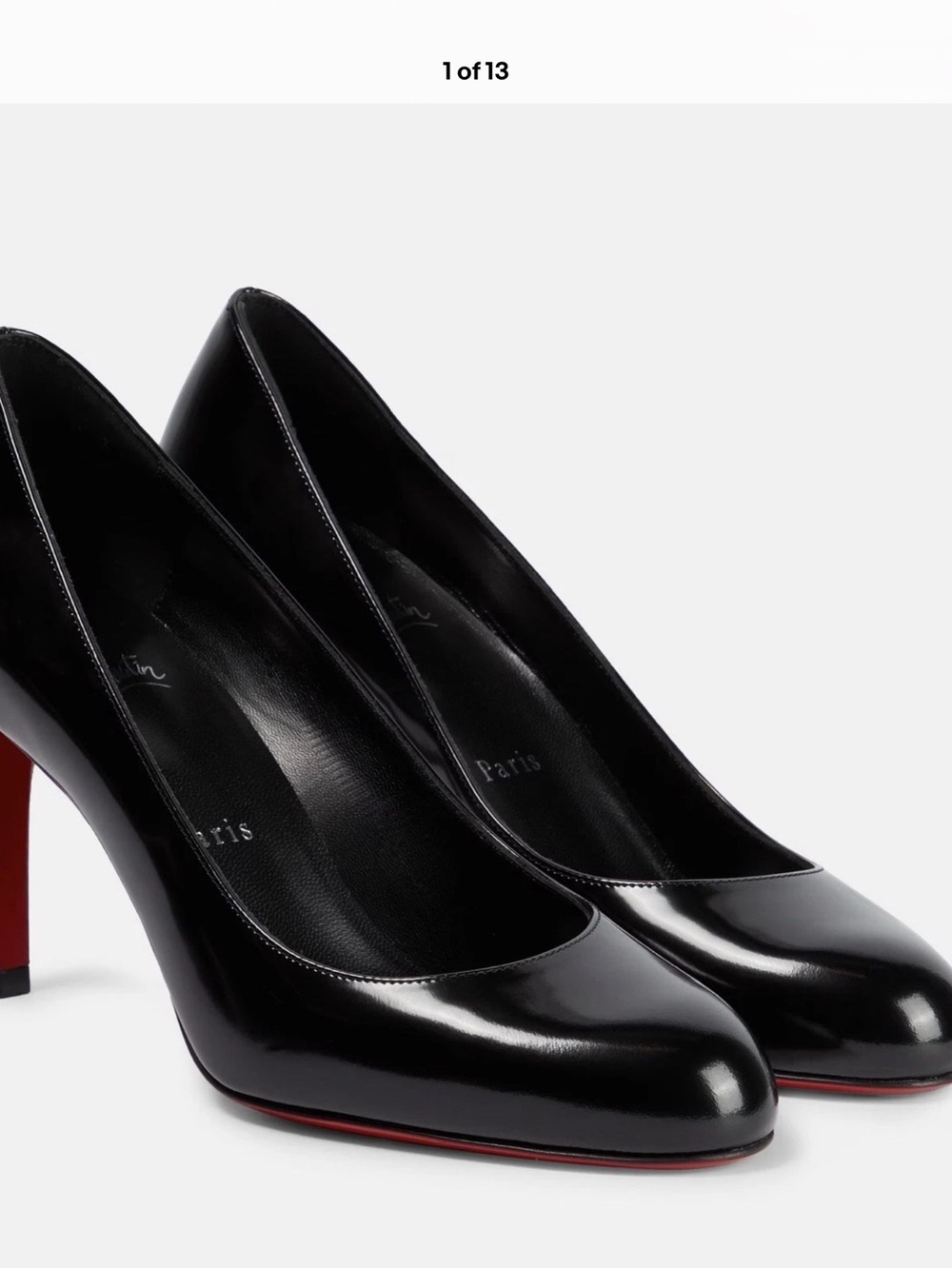 Christian Louboutin Black Patent Round-Toe Pumps with Red Sole